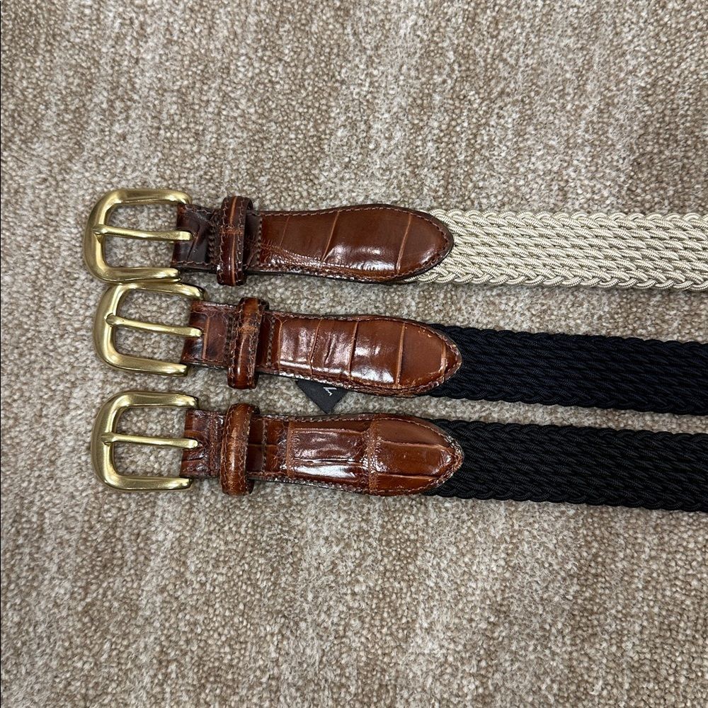 Brighton Cutter & Buck Collab Woven Lot Three Belts Brass Buckle Women Size 34